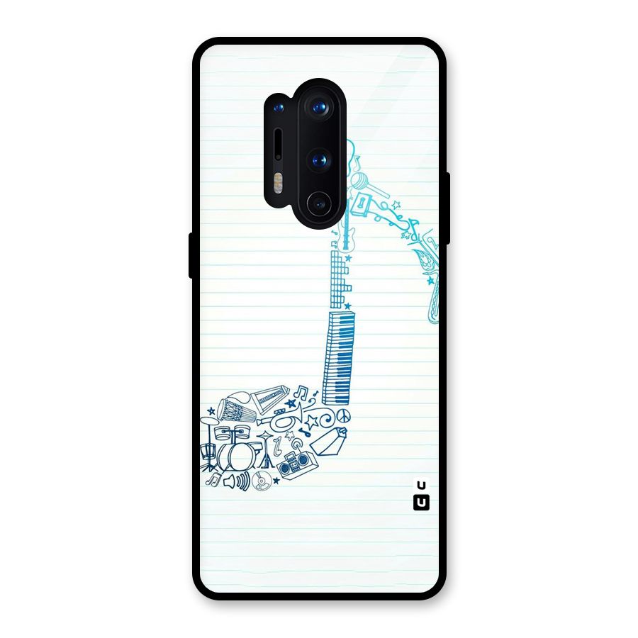 Music Note Design Glass Back Case for OnePlus 8 Pro