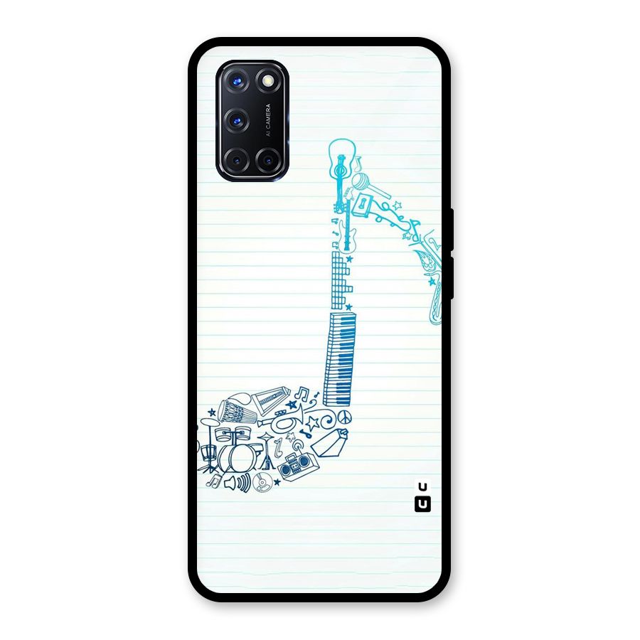 Music Note Design Glass Back Case for Oppo A52
