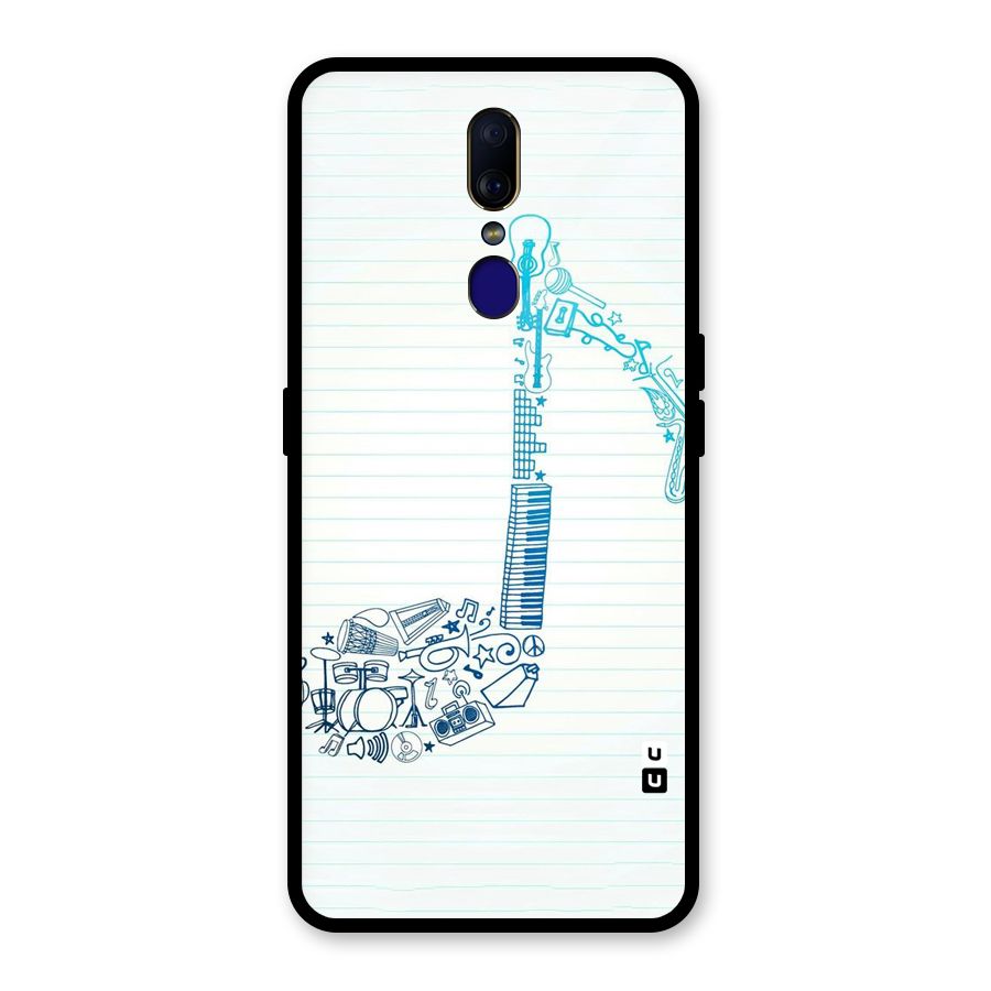 Music Note Design Glass Back Case for Oppo F11