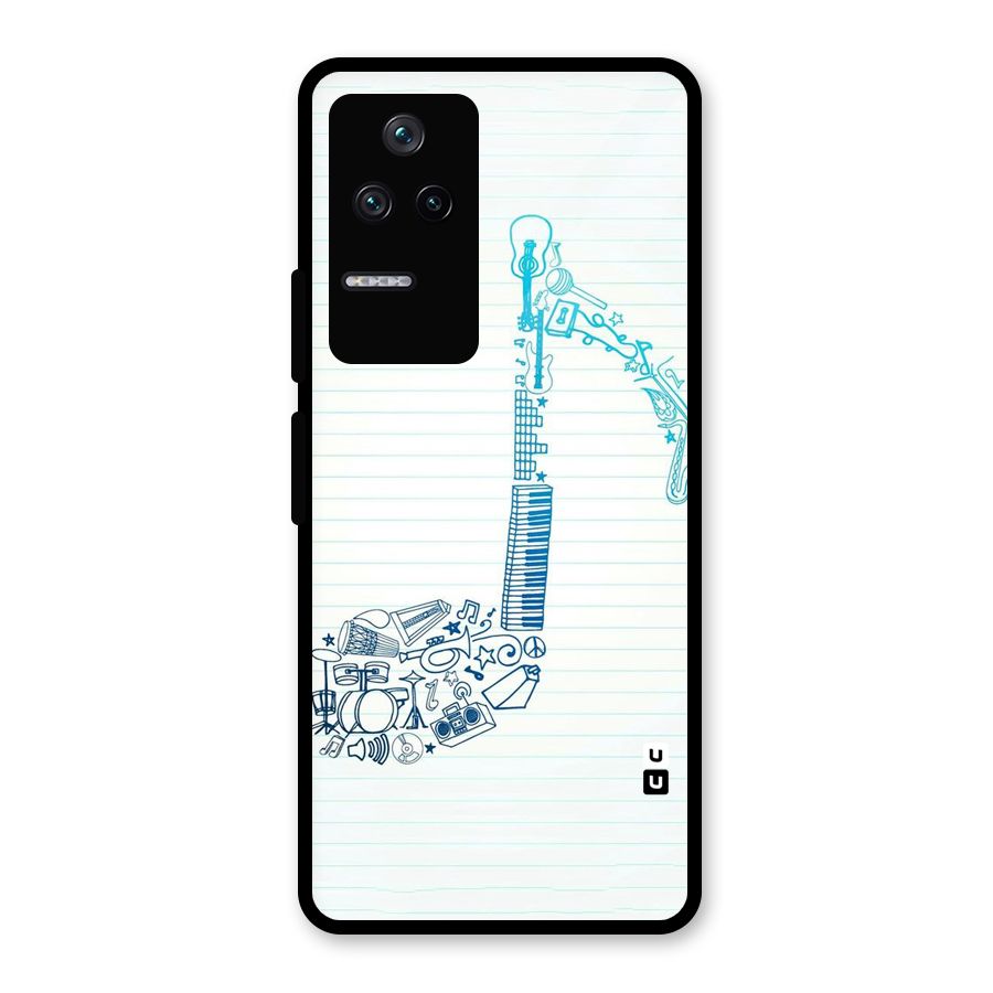 Music Note Design Glass Back Case for Poco F4 5G