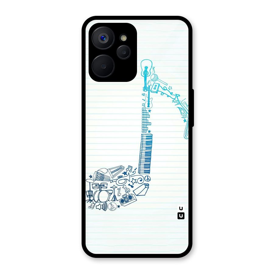 Music Note Design Glass Back Case for Realme 9i 5G