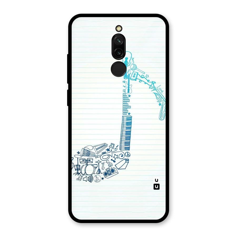 Music Note Design Glass Back Case for Redmi 8
