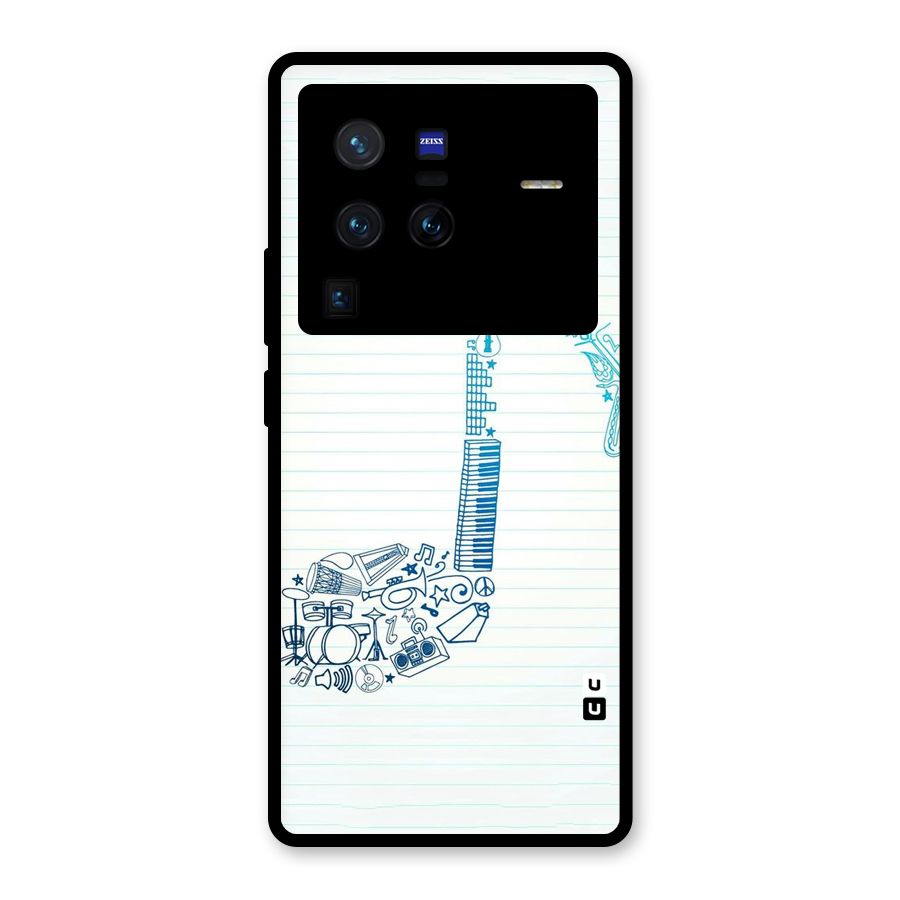 Music Note Design Glass Back Case for Vivo X80 Pro