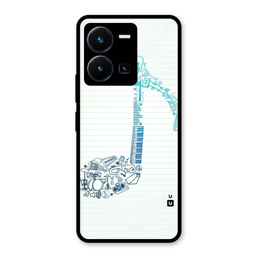 Music Note Design Glass Back Case for Vivo Y35