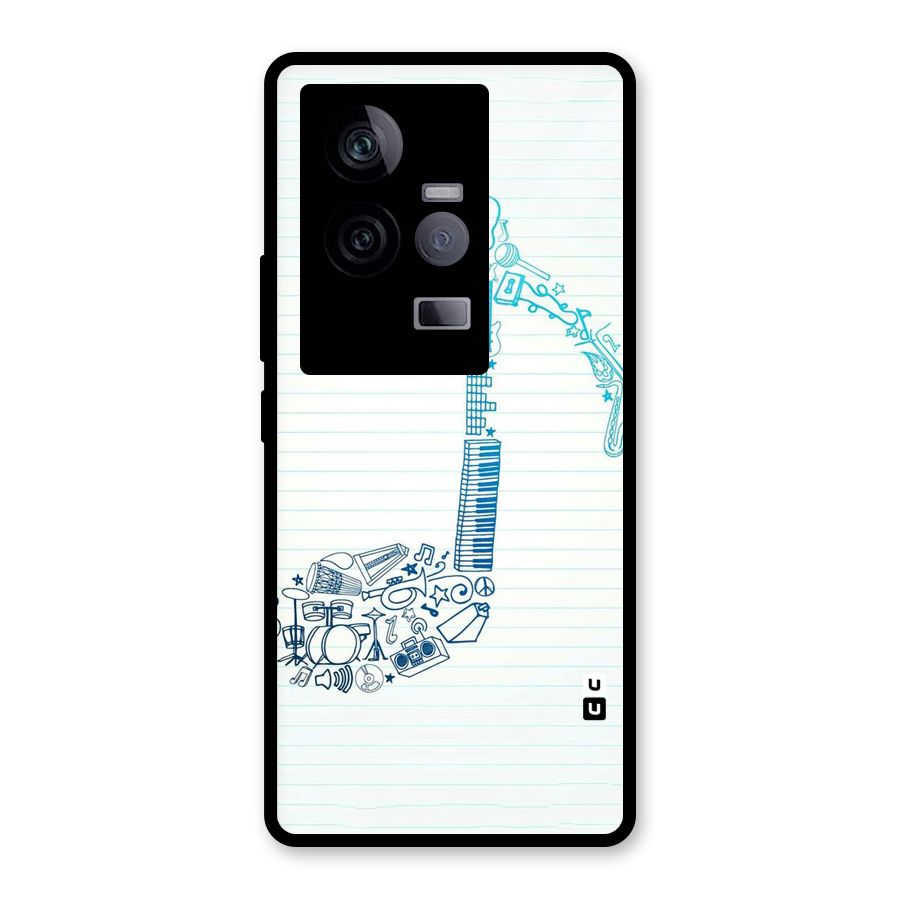 Music Note Design Glass Back Case for Vivo iQOO 11 5G