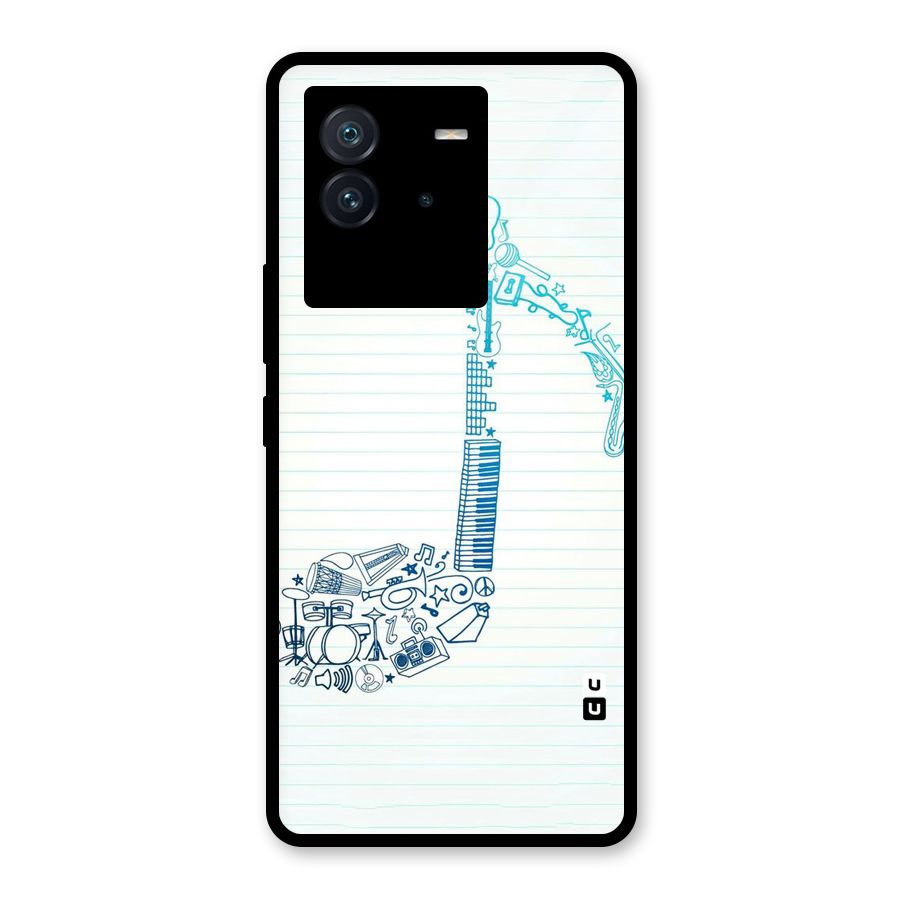 Music Note Design Glass Back Case for Vivo iQOO Neo 6 5G