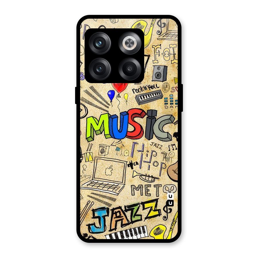 Music Pattern Glass Back Case for OnePlus 10T