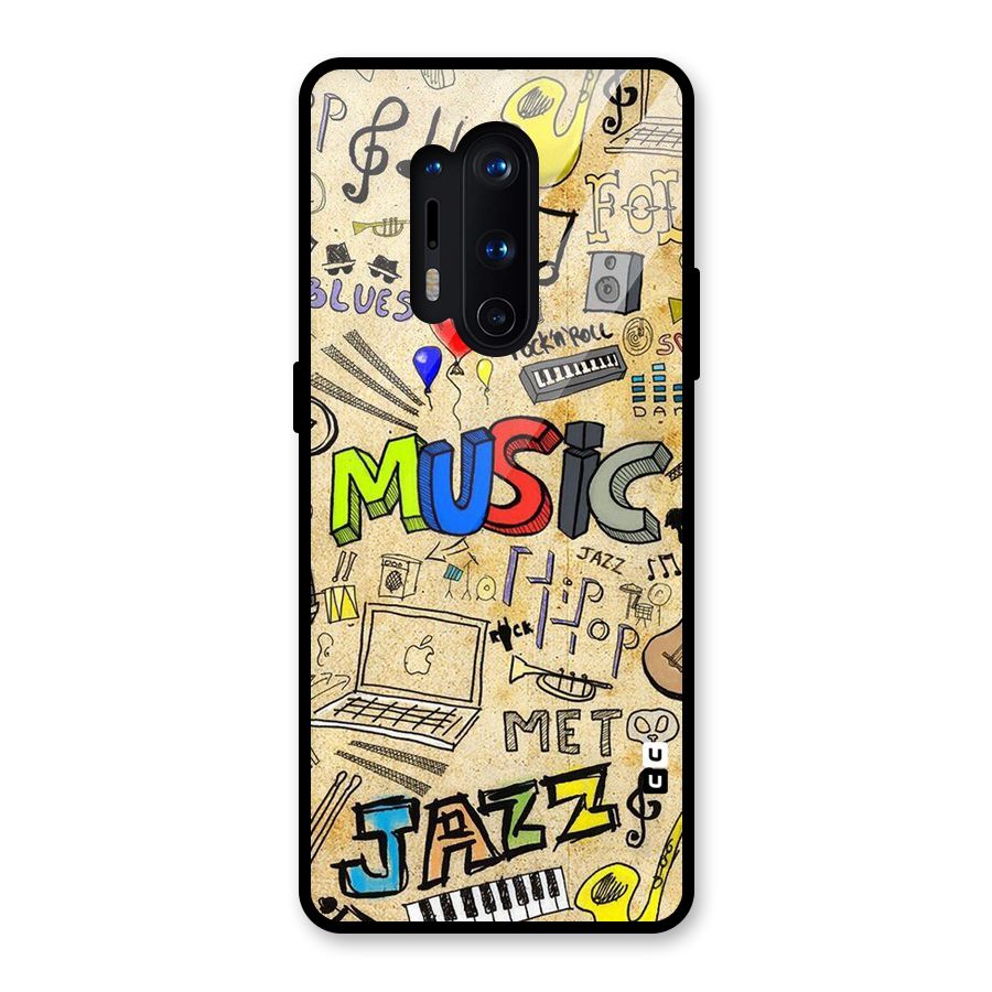 Music Pattern Glass Back Case for OnePlus 8 Pro