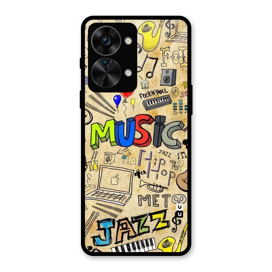 Music Pattern Glass Back Case for OnePlus Nord 2T