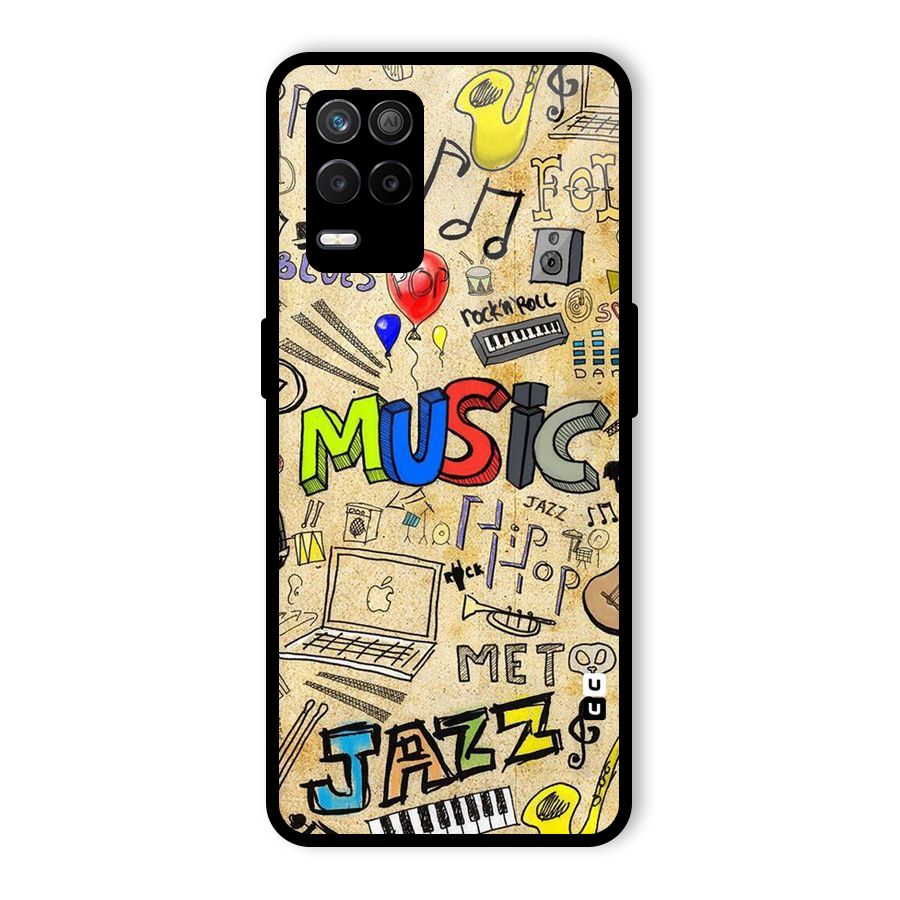 Music Pattern Glass Back Case for Realme 8 5G