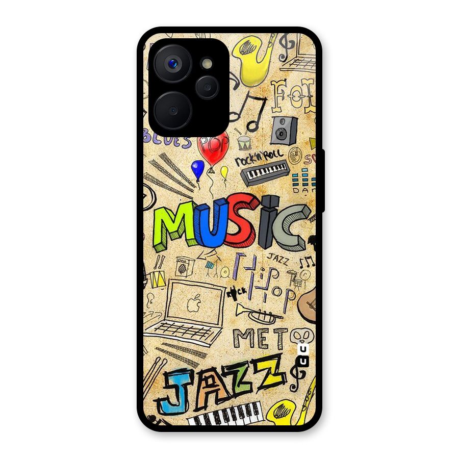 Music Pattern Glass Back Case for Realme 9i 5G
