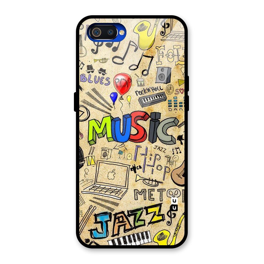 Music Pattern Glass Back Case for Realme C2