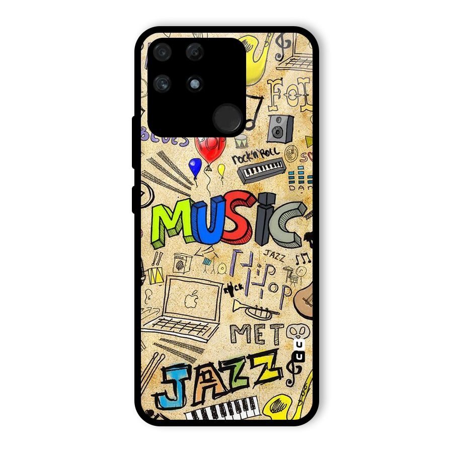 Music Pattern Glass Back Case for Realme Narzo 50A