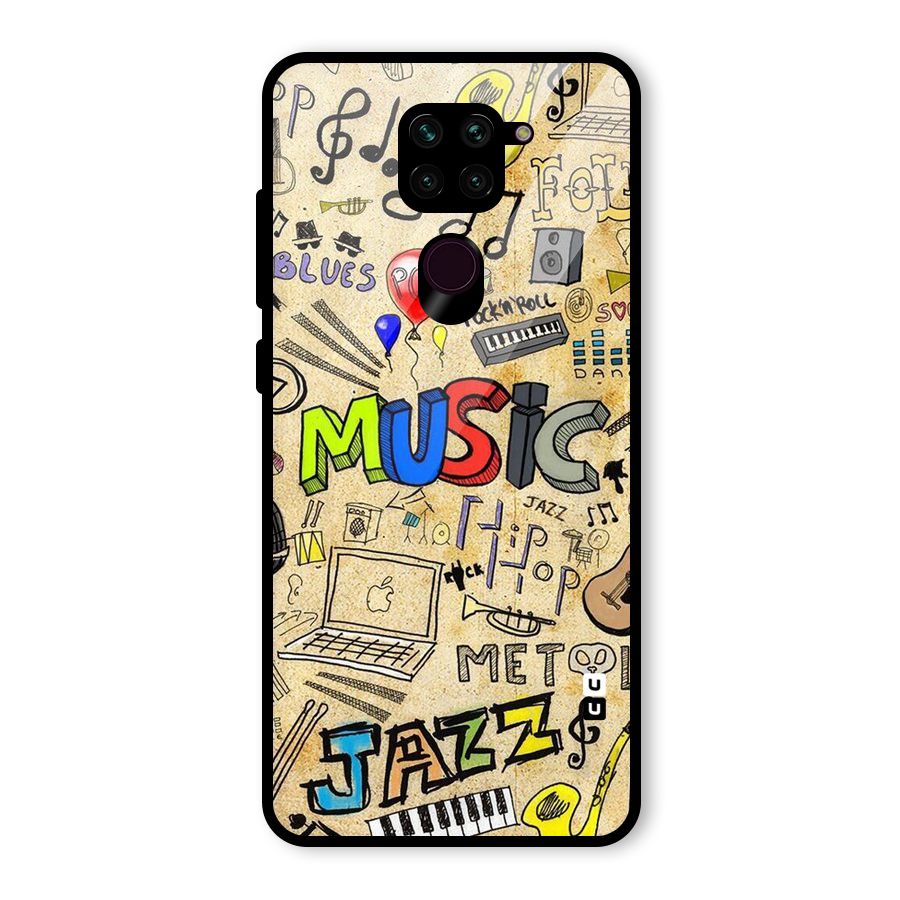 Music Pattern Glass Back Case for Redmi Note 9