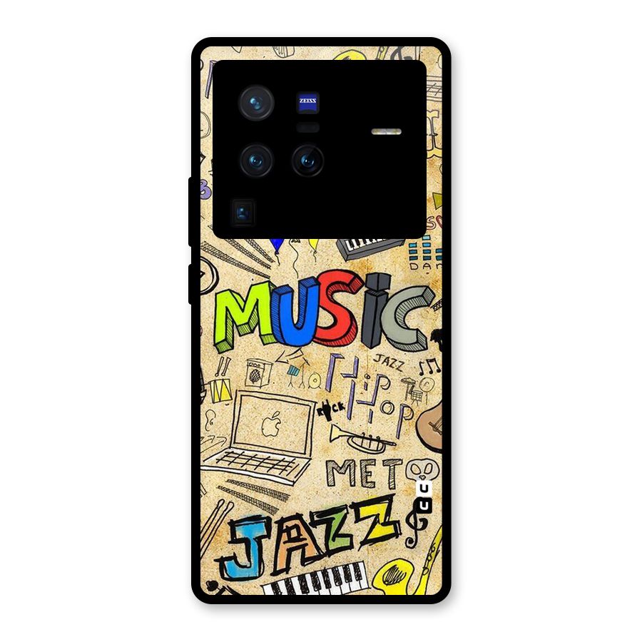 Music Pattern Glass Back Case for Vivo X80 Pro