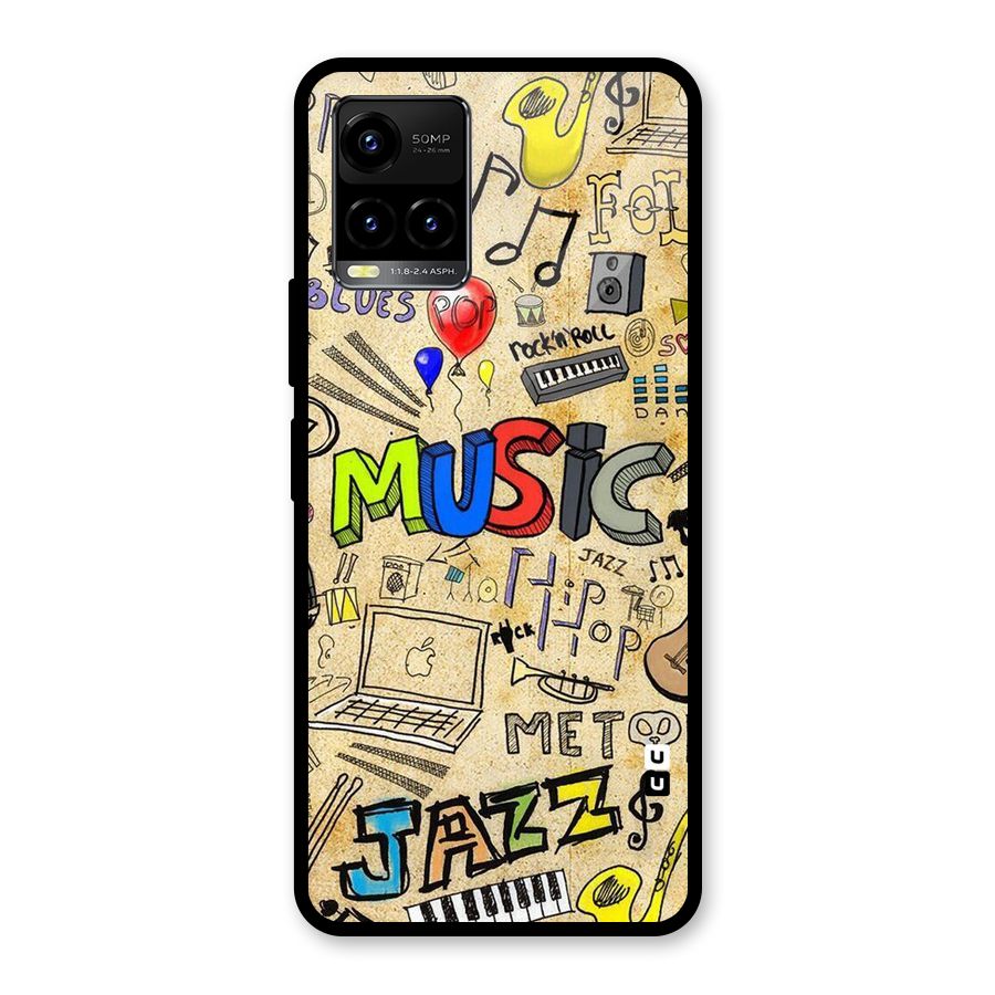 Music Pattern Glass Back Case for Vivo Y21T