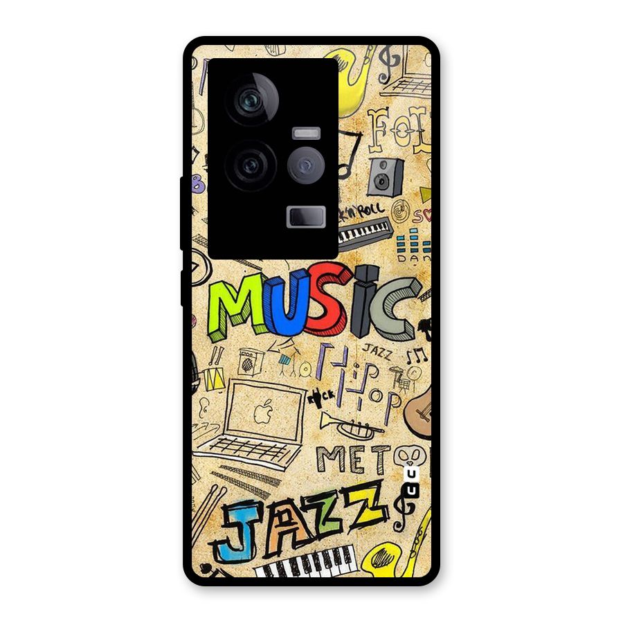 Music Pattern Glass Back Case for Vivo iQOO 11 5G