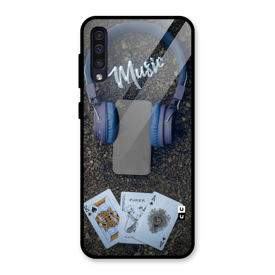 Music Power Cards Glass Back Case for Galaxy A50