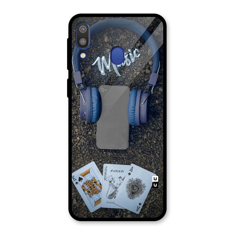 Music Power Cards Glass Back Case for Galaxy M20