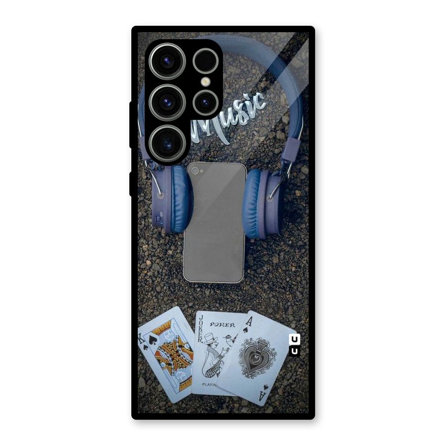 Music Power Cards Glass Back Case for Galaxy S23 Ultra