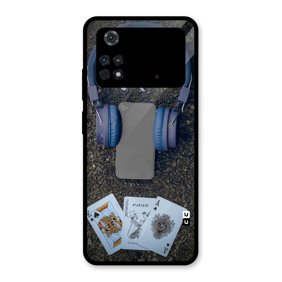 Music Power Cards Glass Back Case for Poco M4 Pro 4G