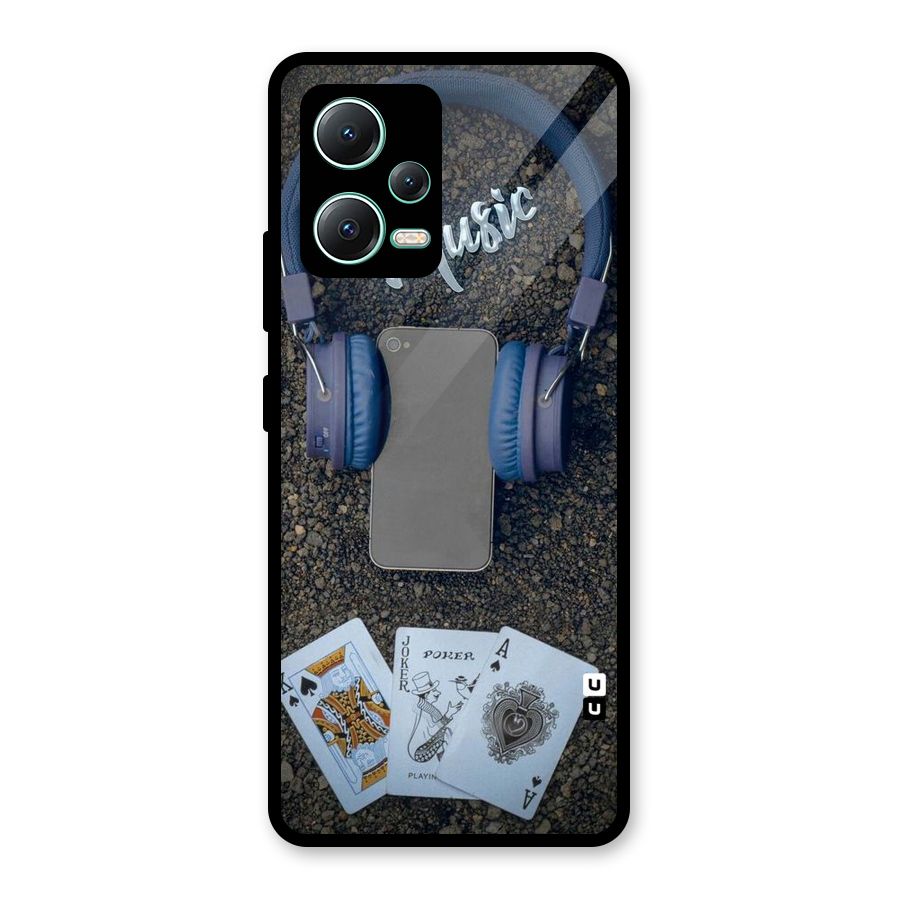 Music Power Cards Glass Back Case for Redmi Note 12 5G