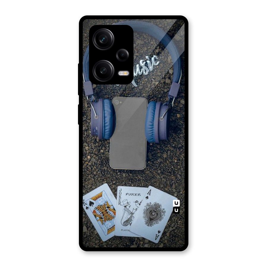 Music Power Cards Glass Back Case for Redmi Note 12 Pro