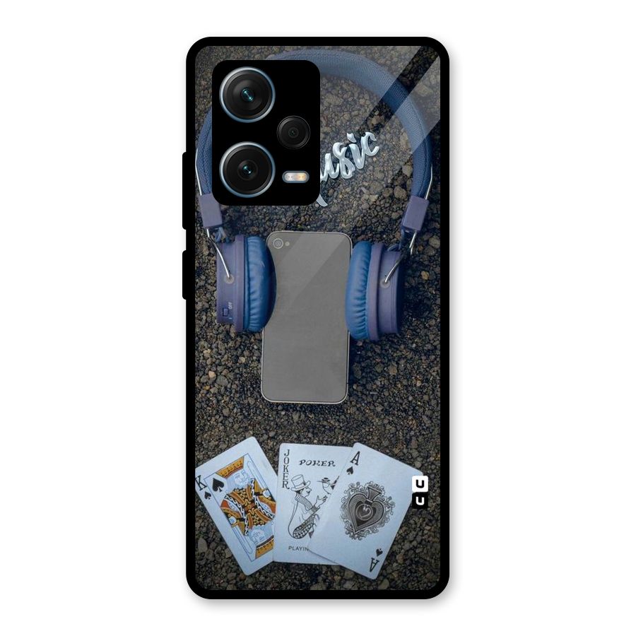 Music Power Cards Glass Back Case for Redmi Note 12 Pro Plus 5G