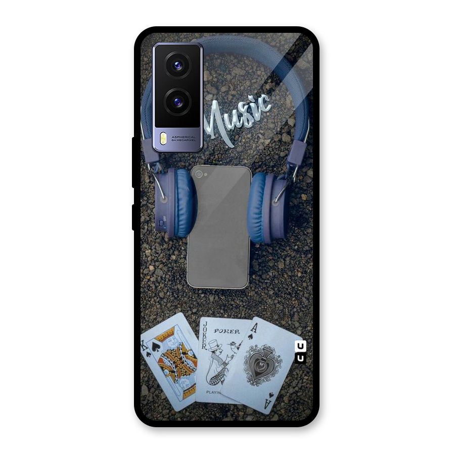 Music Power Cards Glass Back Case for Vivo V21e 5G