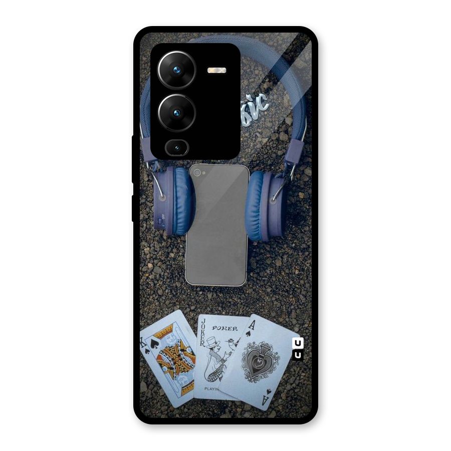Music Power Cards Glass Back Case for Vivo V25 Pro