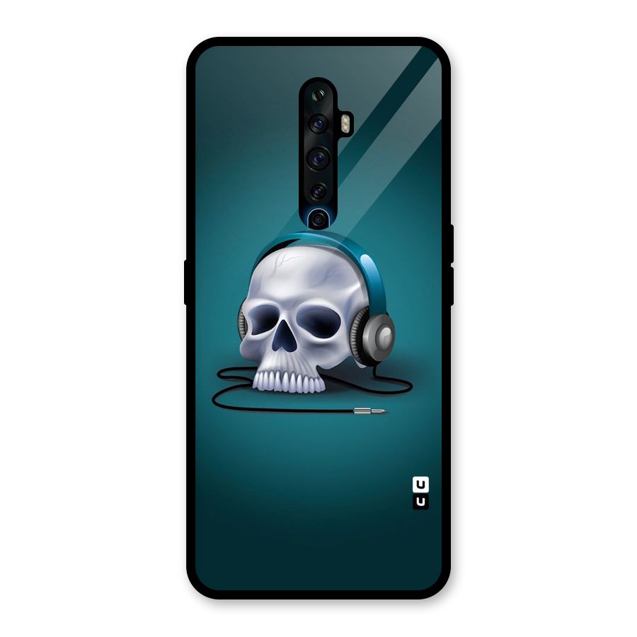 Music Skull Glass Back Case for Oppo Reno2 F