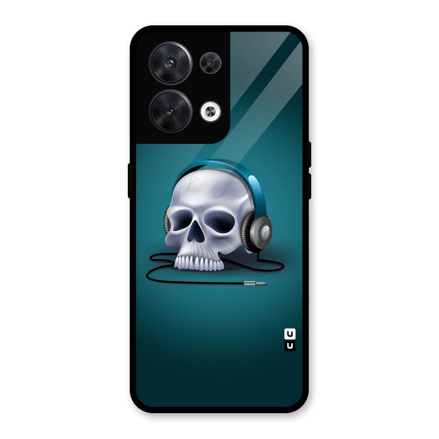 Music Skull Glass Back Case for Oppo Reno8 5G