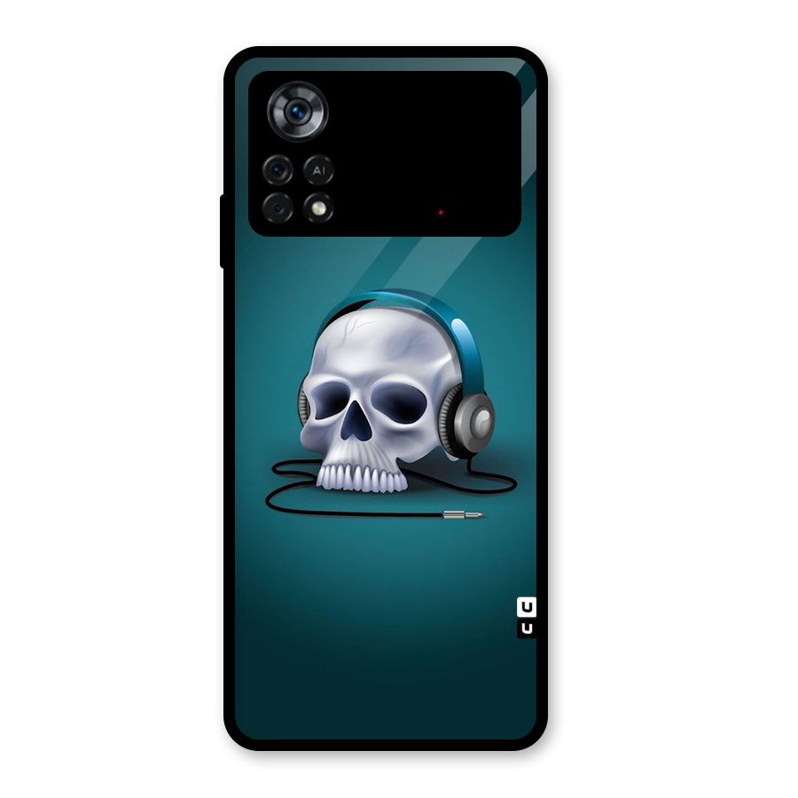 Music Skull Glass Back Case for Poco X4 Pro 5G