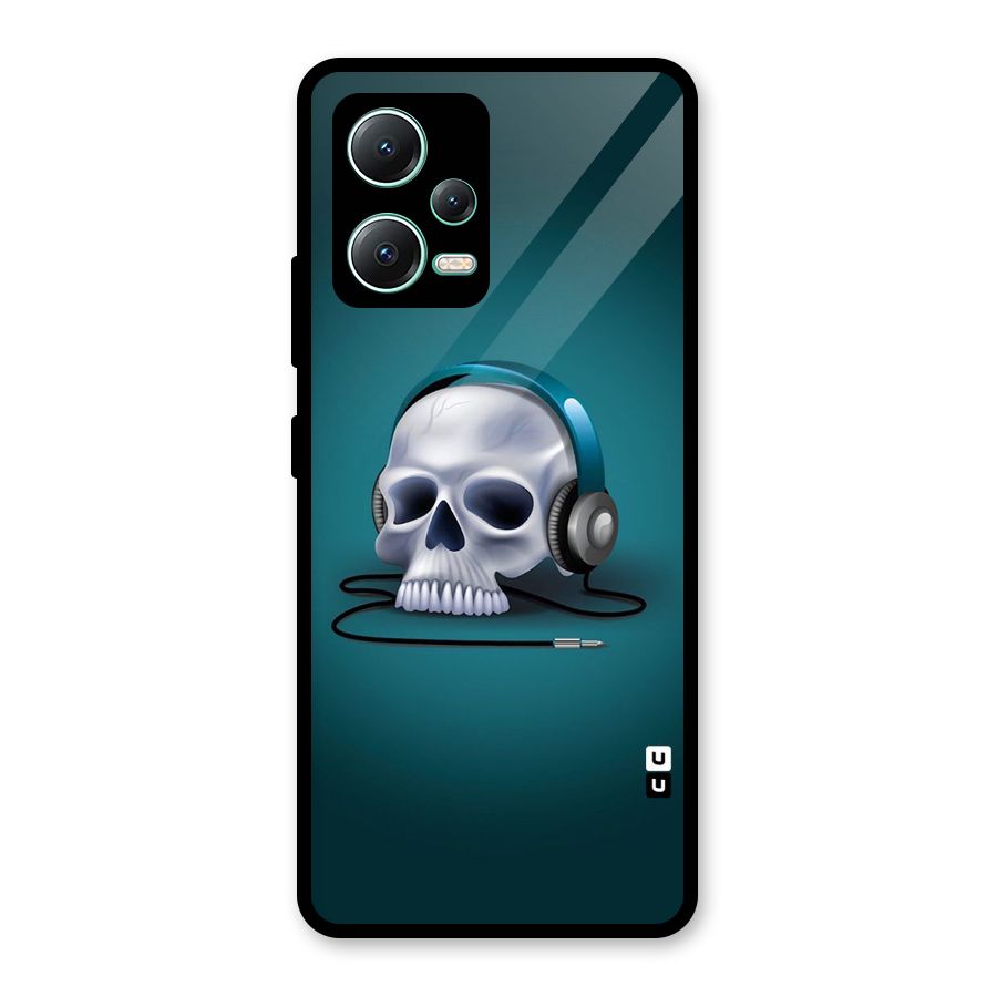 Music Skull Glass Back Case for Redmi Note 12 5G