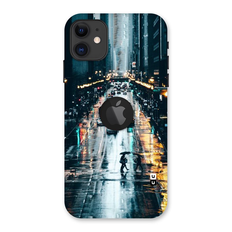 NY Streets Rainy Back Case for iPhone 11 Logo Cut