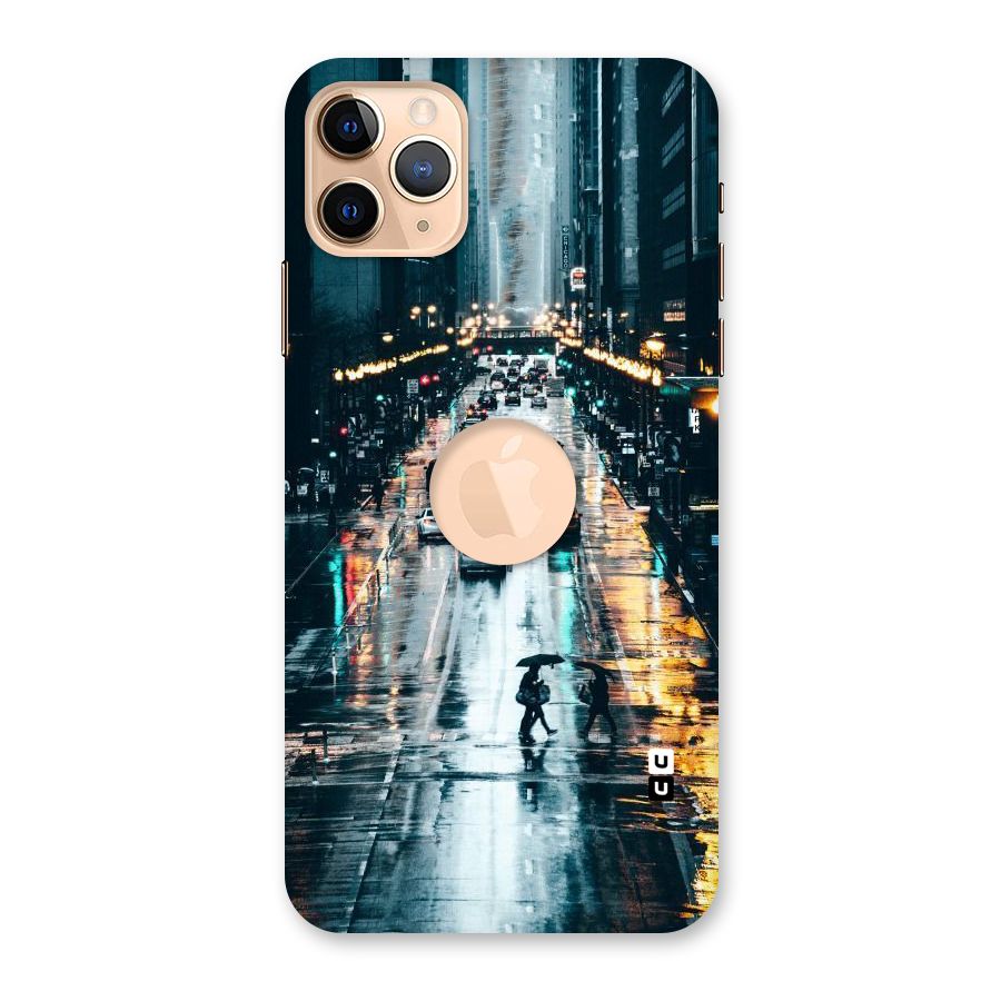 NY Streets Rainy Back Case for iPhone 11 Pro Max Logo Cut