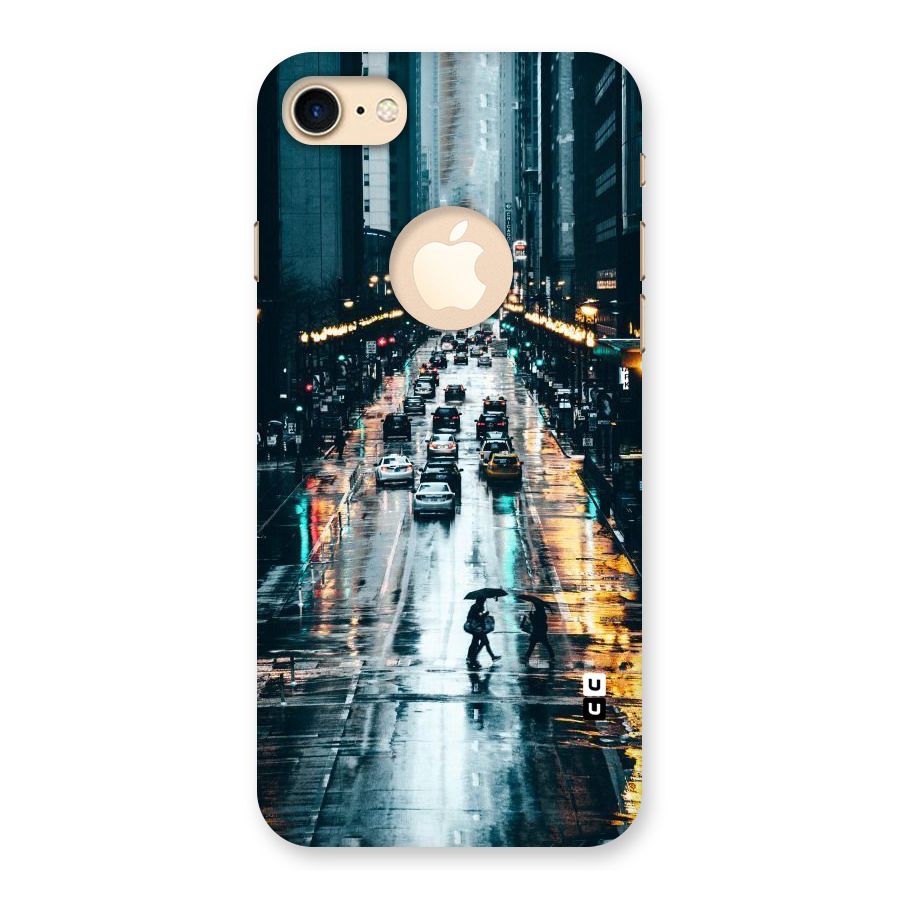 NY Streets Rainy Back Case for iPhone 7 Logo Cut