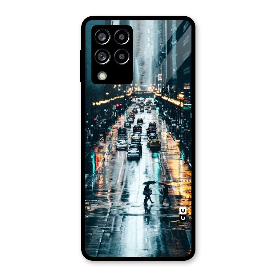 NY Streets Rainy Glass Back Case for Galaxy M53 5G