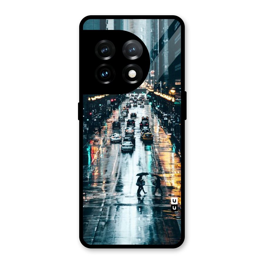 NY Streets Rainy Glass Back Case for OnePlus 11