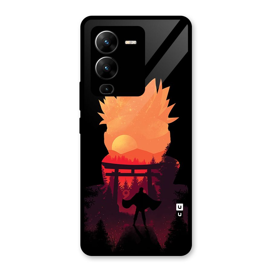 Naruto Anime Sunset Art Glass Back Case for Vivo V25 Pro