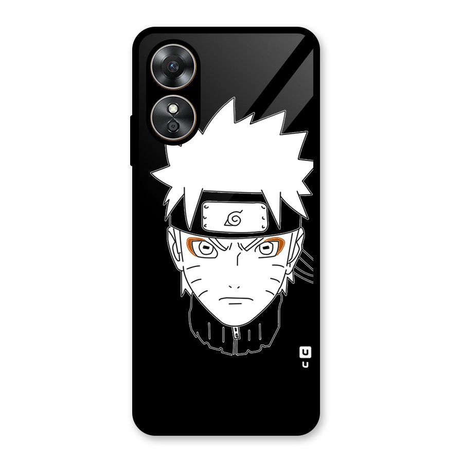 Naruto Black and White Art Glass Back Case for Oppo A17