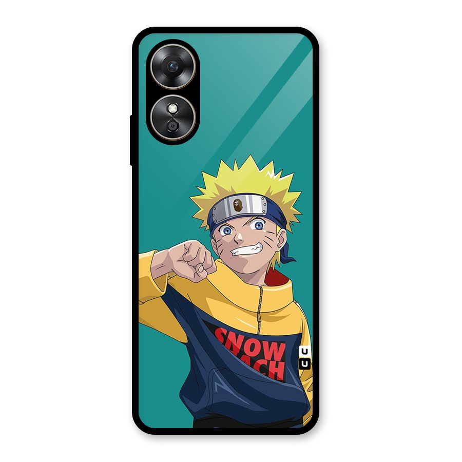 Naruto Snow Beach Art Glass Back Case for Oppo A17