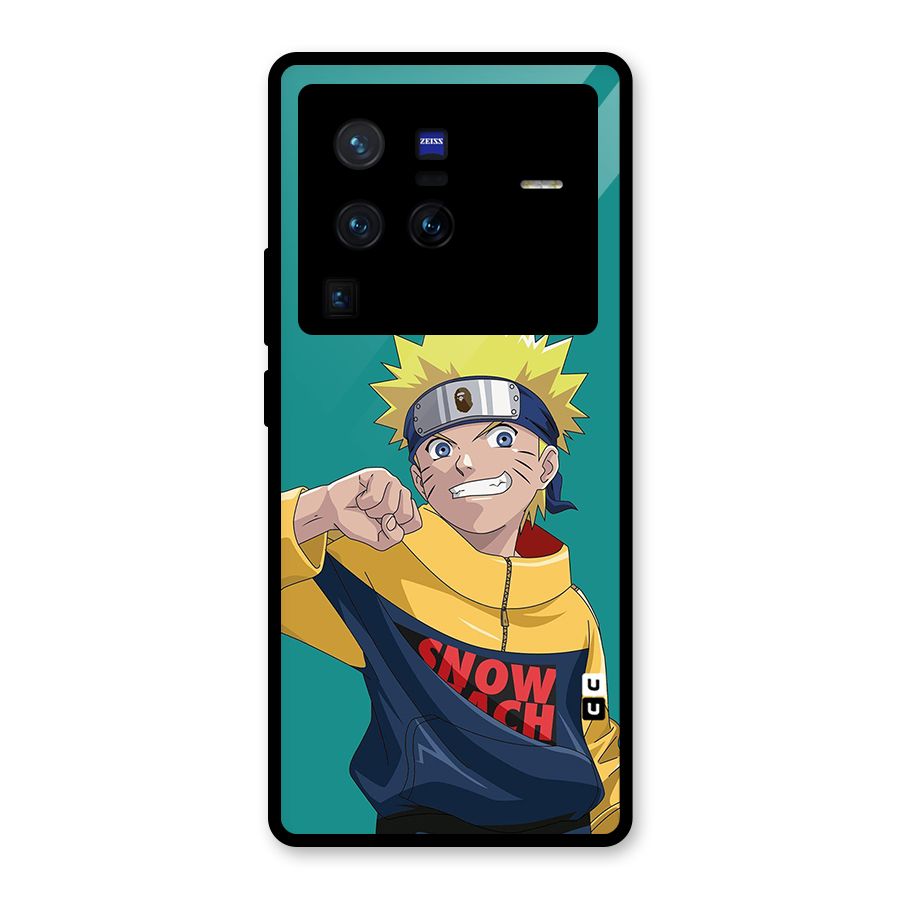 Naruto Snow Beach Art Glass Back Case for Vivo X80 Pro