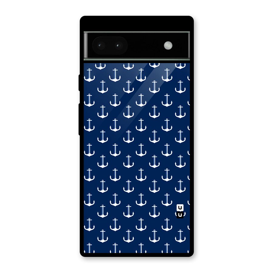 Nautical Pattern Glass Back Case for Google Pixel 6a
