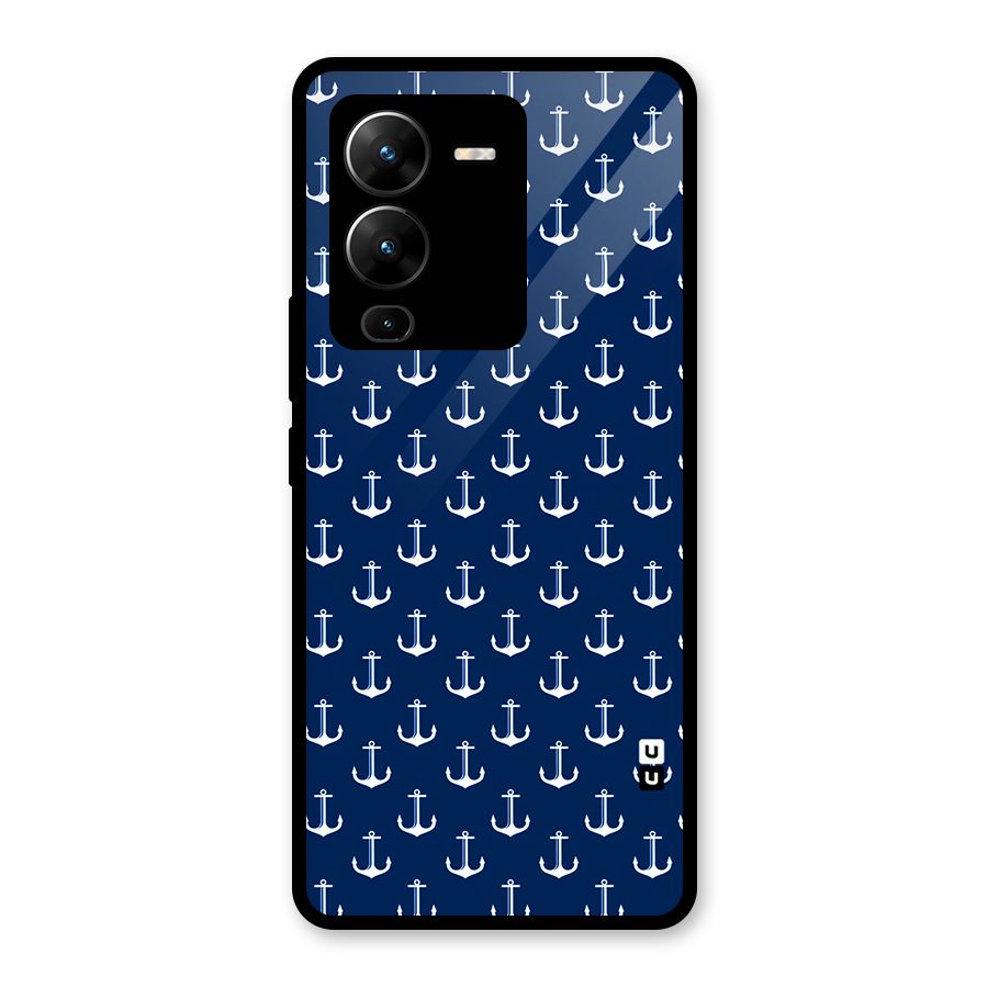 Nautical Pattern Glass Back Case for Vivo V25 Pro