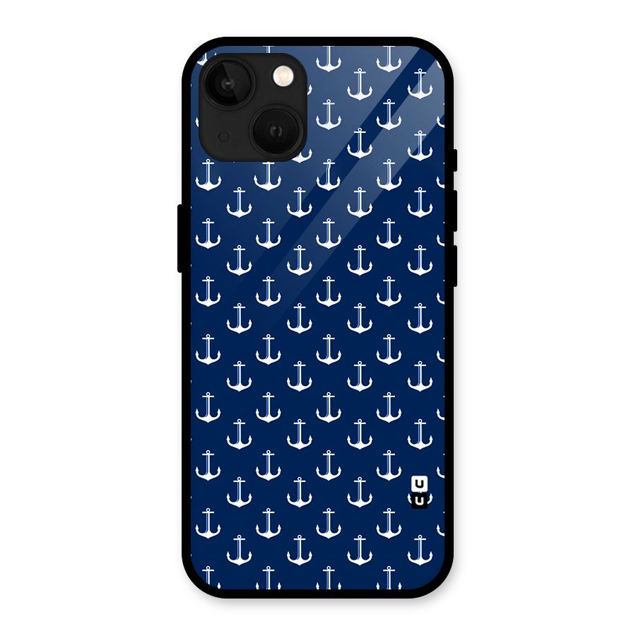 Nautical Pattern Glass Back Case for iPhone 13