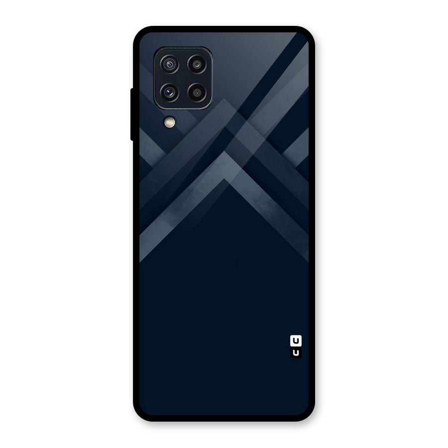 Navy Blue Arrow Glass Back Case for Galaxy M32