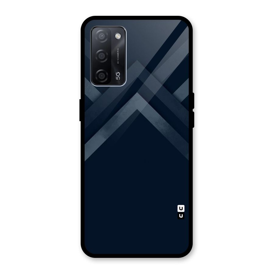 Navy Blue Arrow Glass Back Case for Oppo A53s 5G