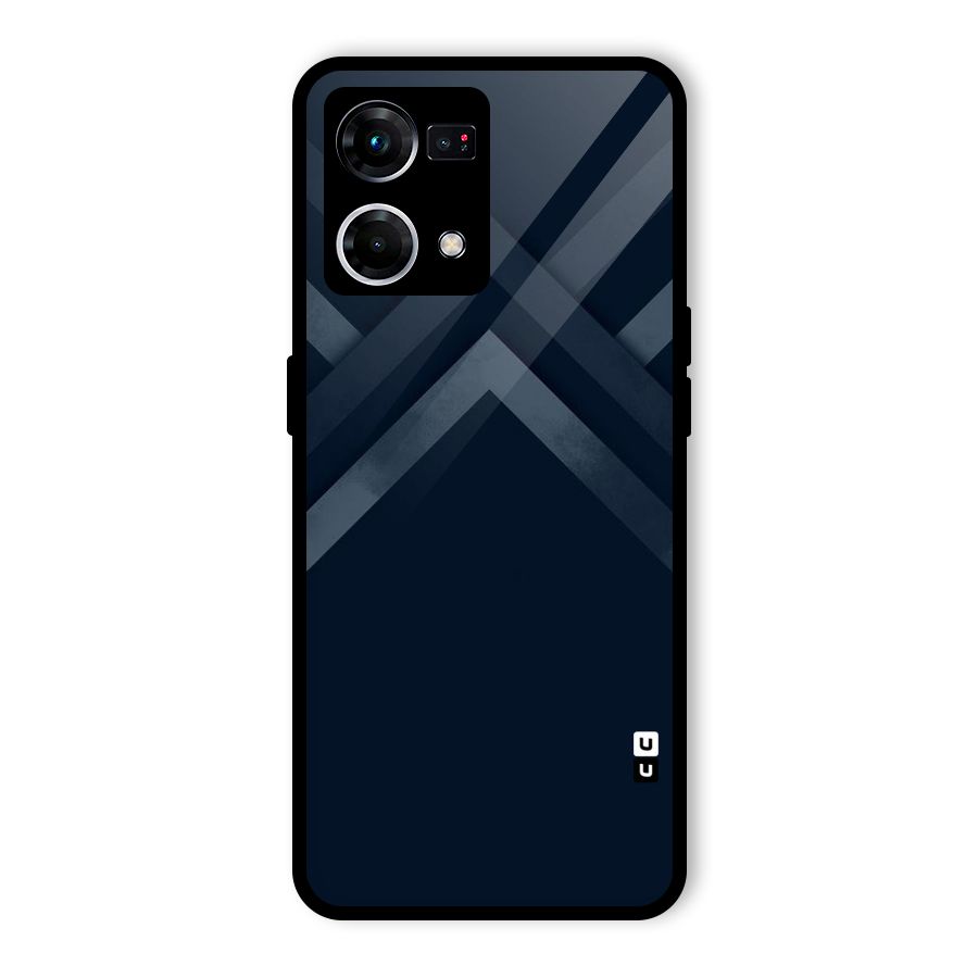 Navy Blue Arrow Glass Back Case for Oppo F21s Pro 4G