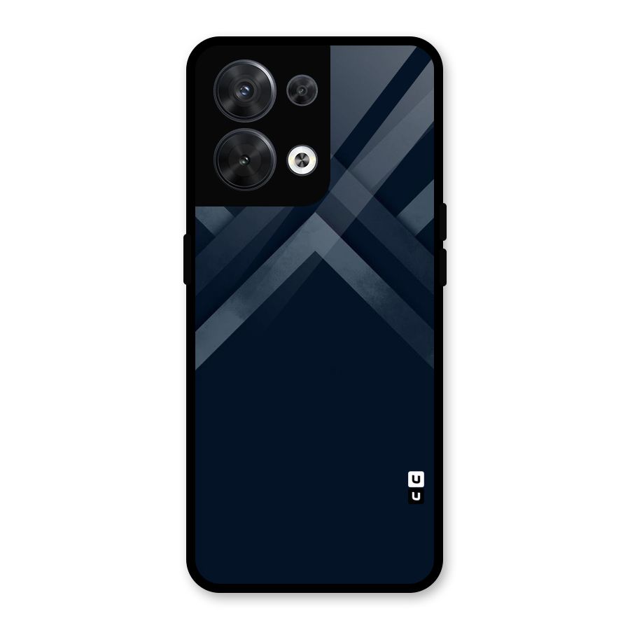 Navy Blue Arrow Glass Back Case for Oppo Reno8 5G
